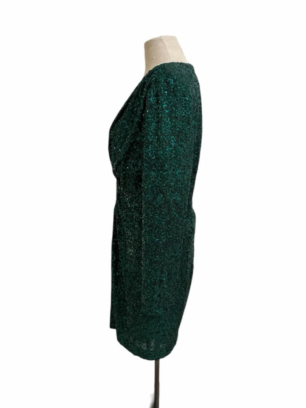Eliza J Emerald Green Sequin Twist Front Dress Formal Elegant Cocktail Size 14